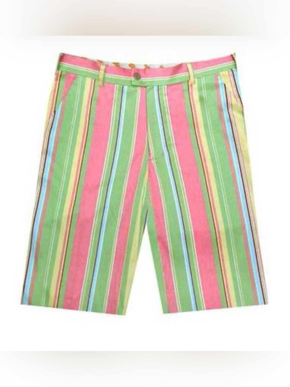 Loudmouth Men’s Pretty Boy Golf Striped Shorts 11” Inseam Pink Green Blue Sz 38